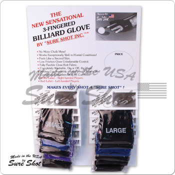 Sure Shot BGLSS12 Glove- Card of 12 - Bridge Hand Left