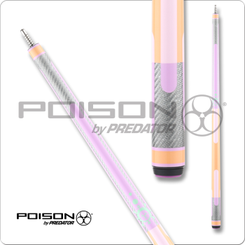 Poison POICND Candy Carbon Fiber Cue - Peach, Green & Lavender - 12.4mm