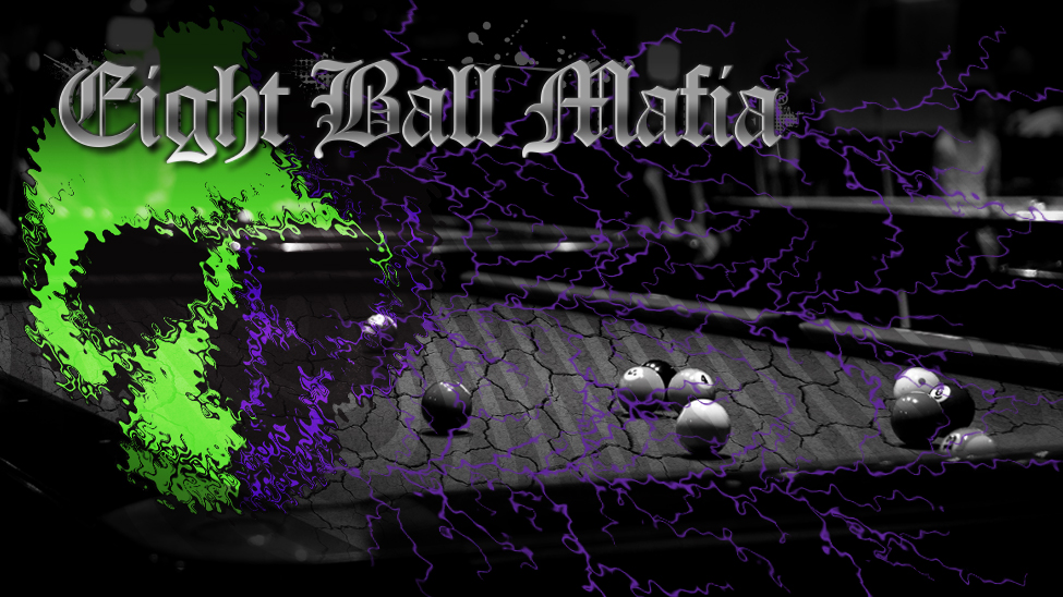 Eight Ball Mafia banner featuring a graphic skull and a pool table