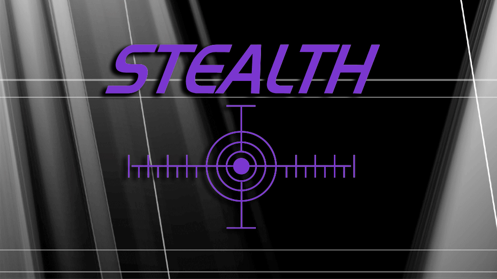 Banner with blinking Stealth logo and wordmark